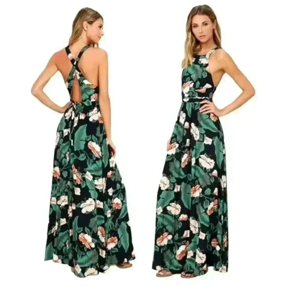 Lulus Temptation Island Floral Maxi Dress Size Small Wedding Summer Temptation